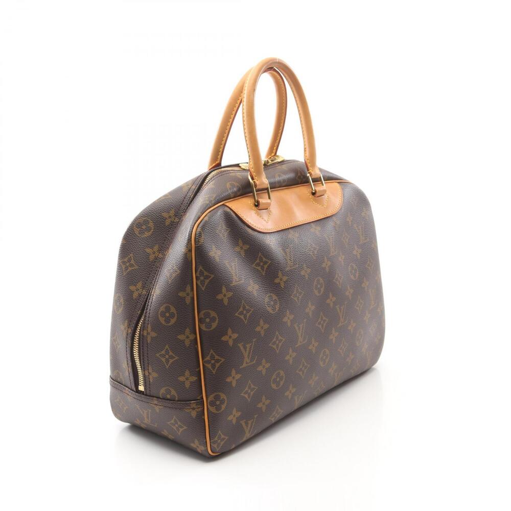 Louis Vuitton Deauville Bowling Vanity Handbag Canvas Leather Monogram Brown